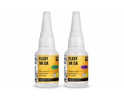 FLEXY 5K CA Lijm Set – SLOW & XT THIN – Flexibele Secondelijm – 2 x 20g – Voor 3D Prints, Modelbouw & Reparaties