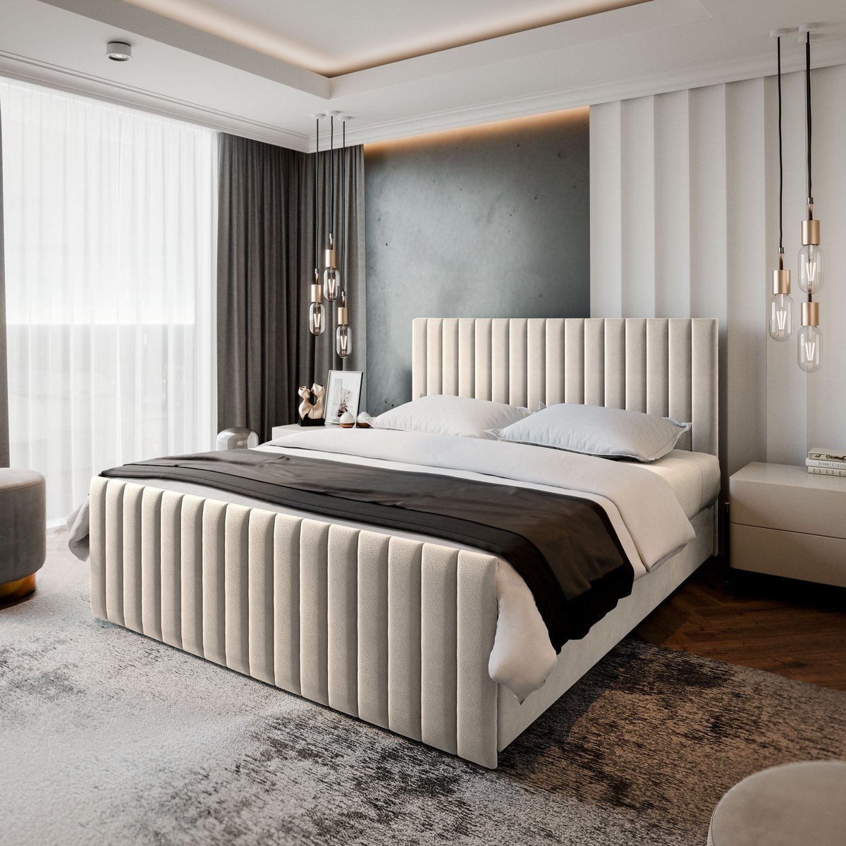Masseno Boxspring ARION 180x200 cm met Matras en Topper - Beige - Masseno - €689,00