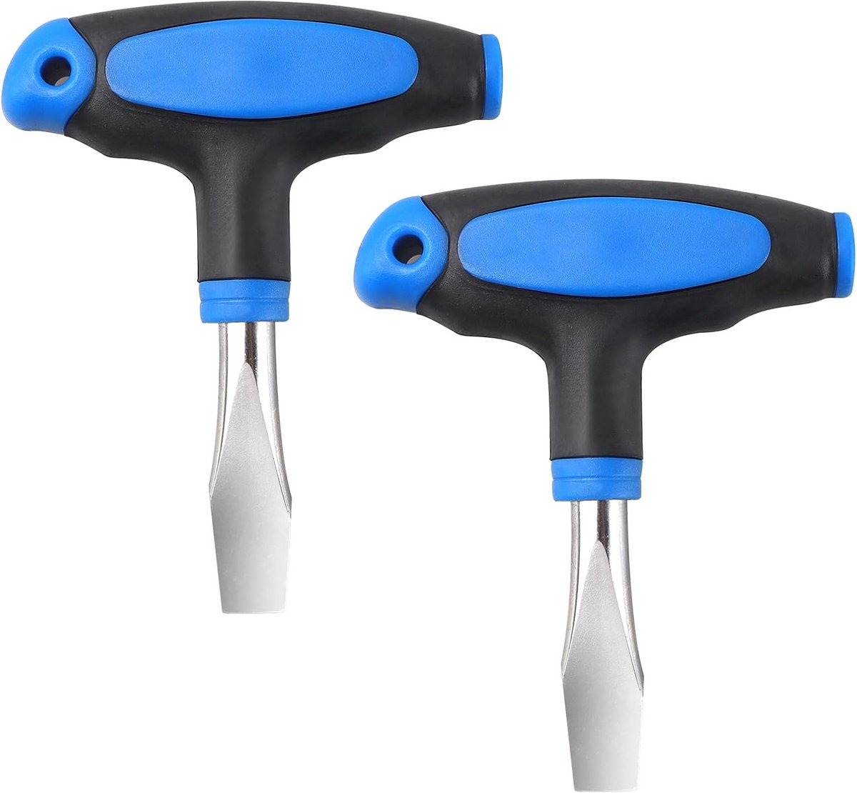 Schroevendraaierset 2 stuks - Platte kop gereedschap - Precisie werkzaamheden - Ergonomische T-greep - 10 mm kop - Blauw