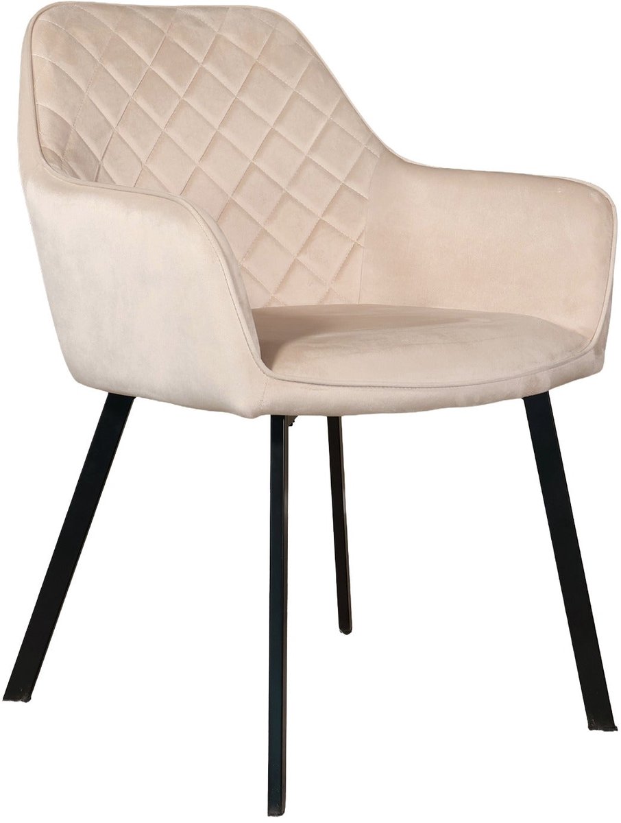 Lizzely Garden & Living Eetkamerstoel met armleuning Yurgan velvet zand eetstoel zetel