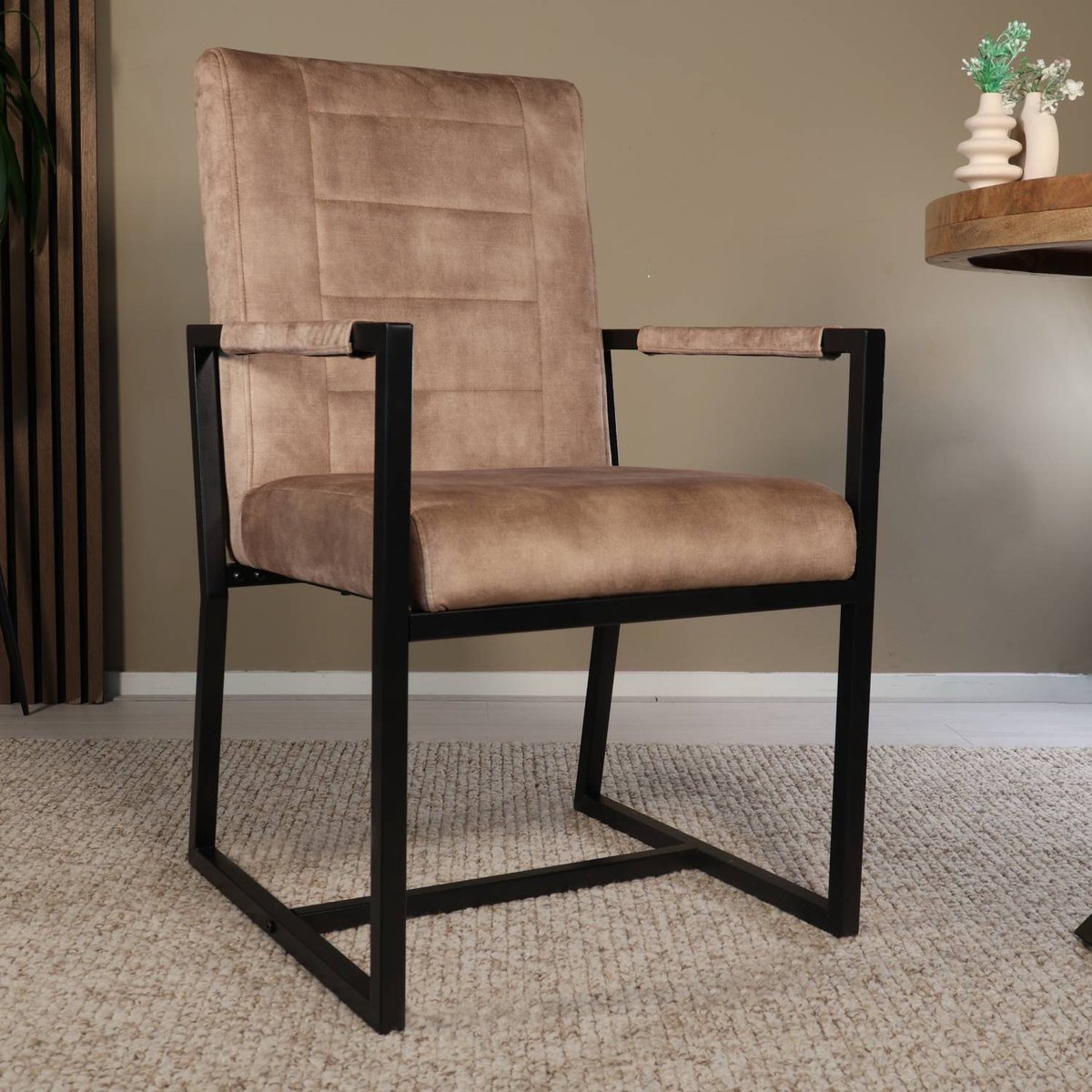Eetkamerstoel beige velvet Forest eetstoel zetel