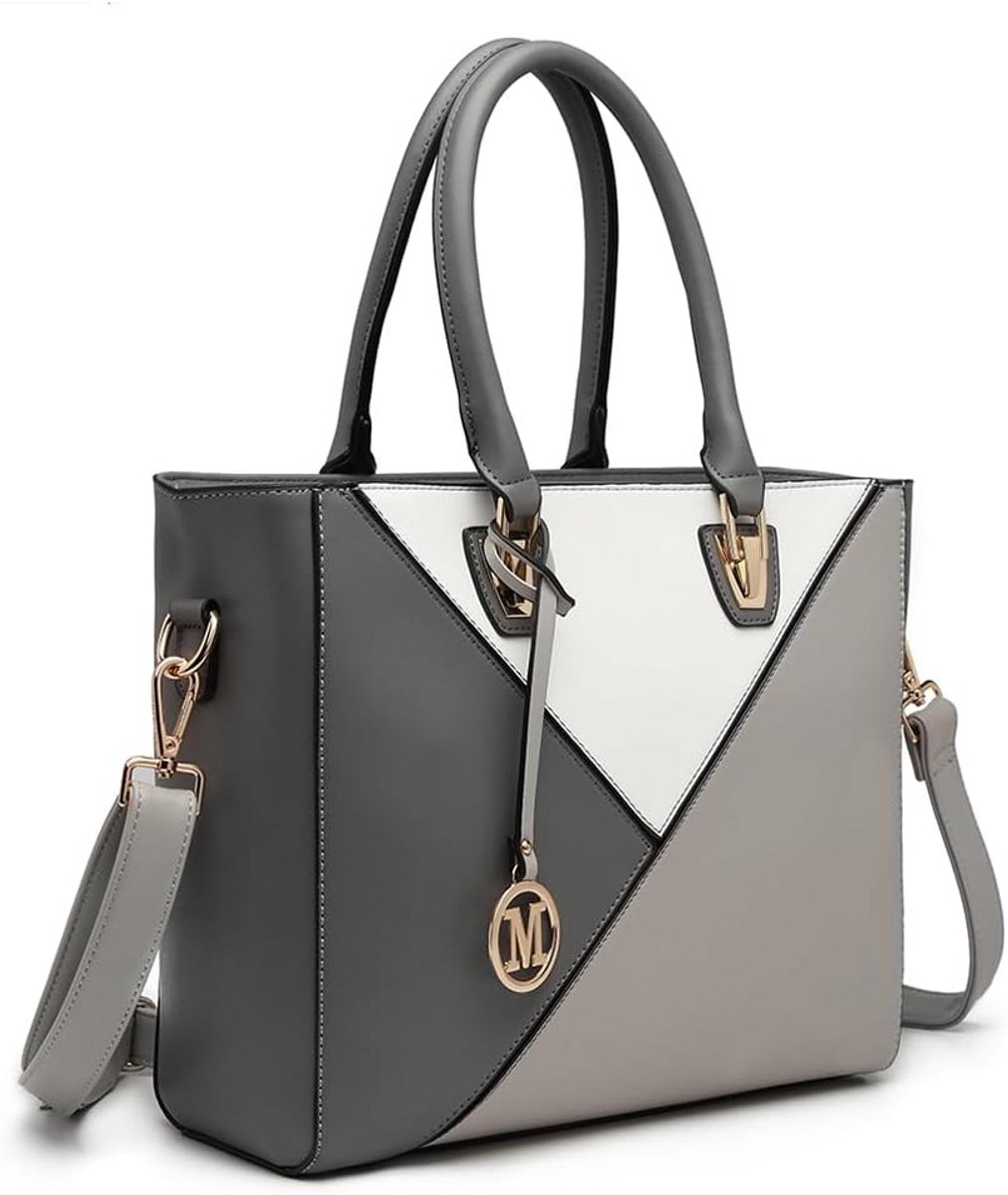 Grote Handtas Dames met Schouderhengsels en Geometrisch Design