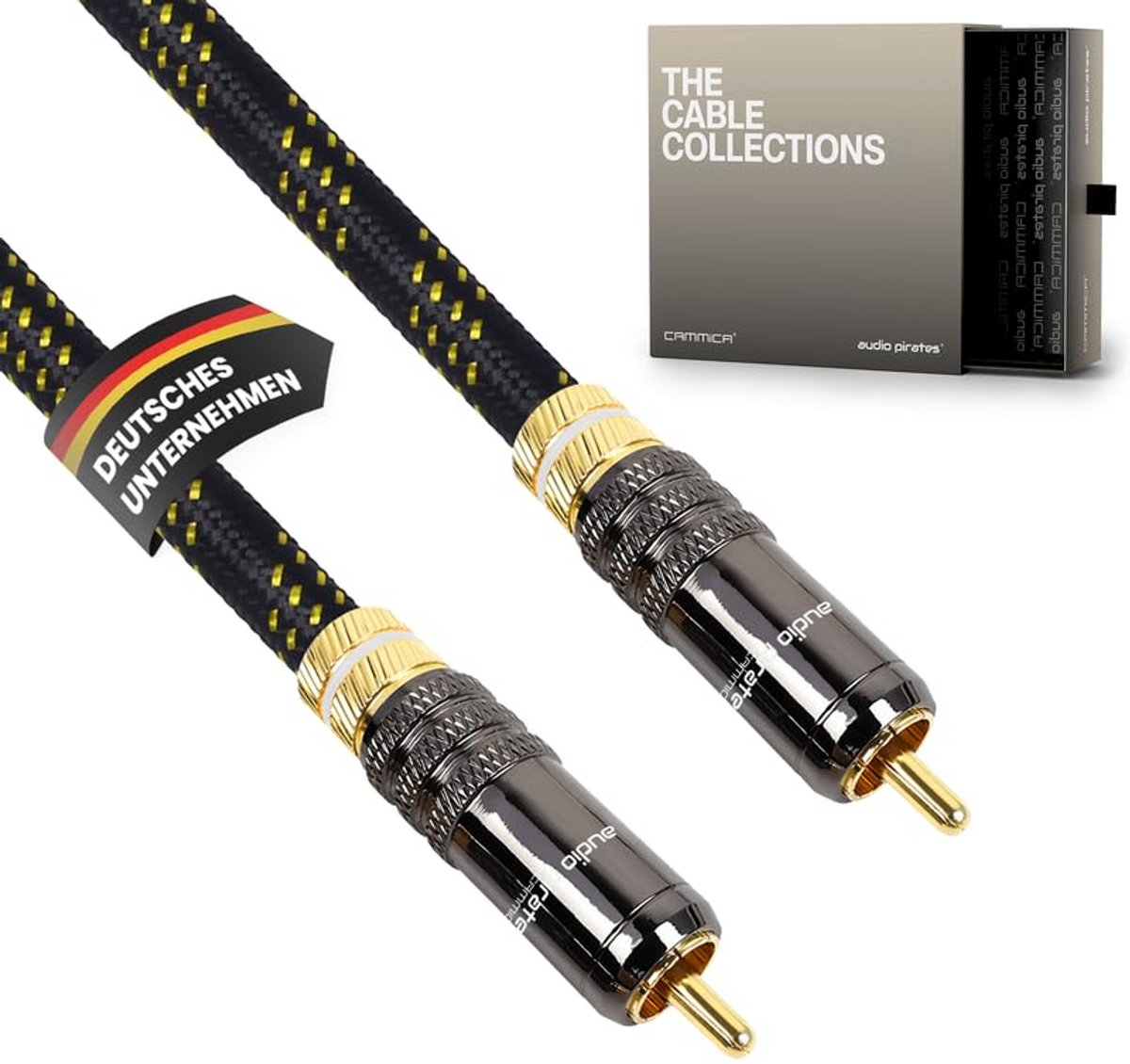 High-End RCA Audiokabel 1.5 Meter met Vergulde Connectoren en Metalen Behuizing