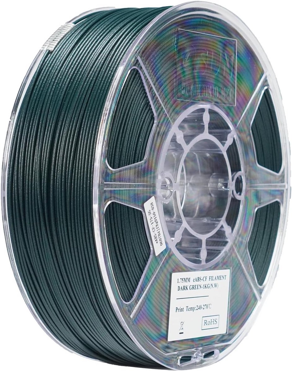 Carbon Fiber Gevuld ABS Filament 1.75mm voor 3D Printers 1KG Donkergroen