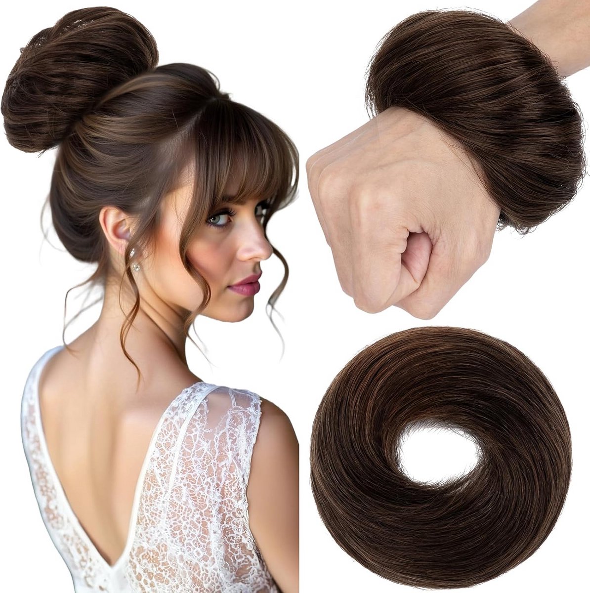 Natuurlijke Haarknot Scrunchie van Echt Haar - Direct Volume en Stijlvolle Opsteekknot