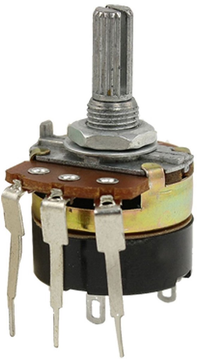 Potentiometer 500K Ohm Lineaire Taper met Gekartelde Gespleten Schacht