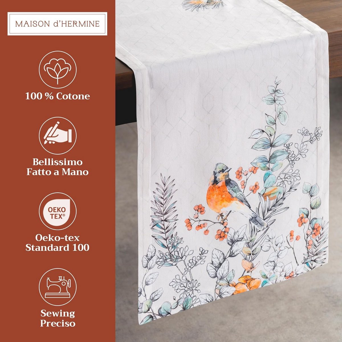 Shabby Chique Tafelloper Katoen Witachtig voor Feestdagen en Diner