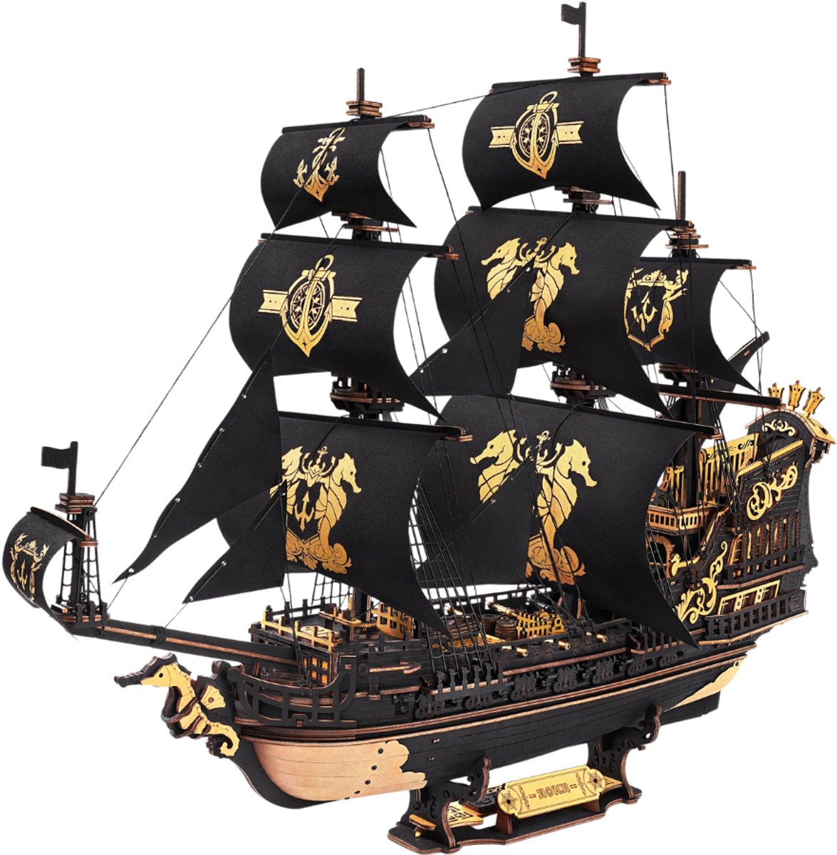 HHHK - Houten 3D Puzzel Piratenschip - 3d Puzzel Hout - 3d Puzzle - Boot - Bouwpakketten Volwassenen - Houten Puzzel - Puzzel