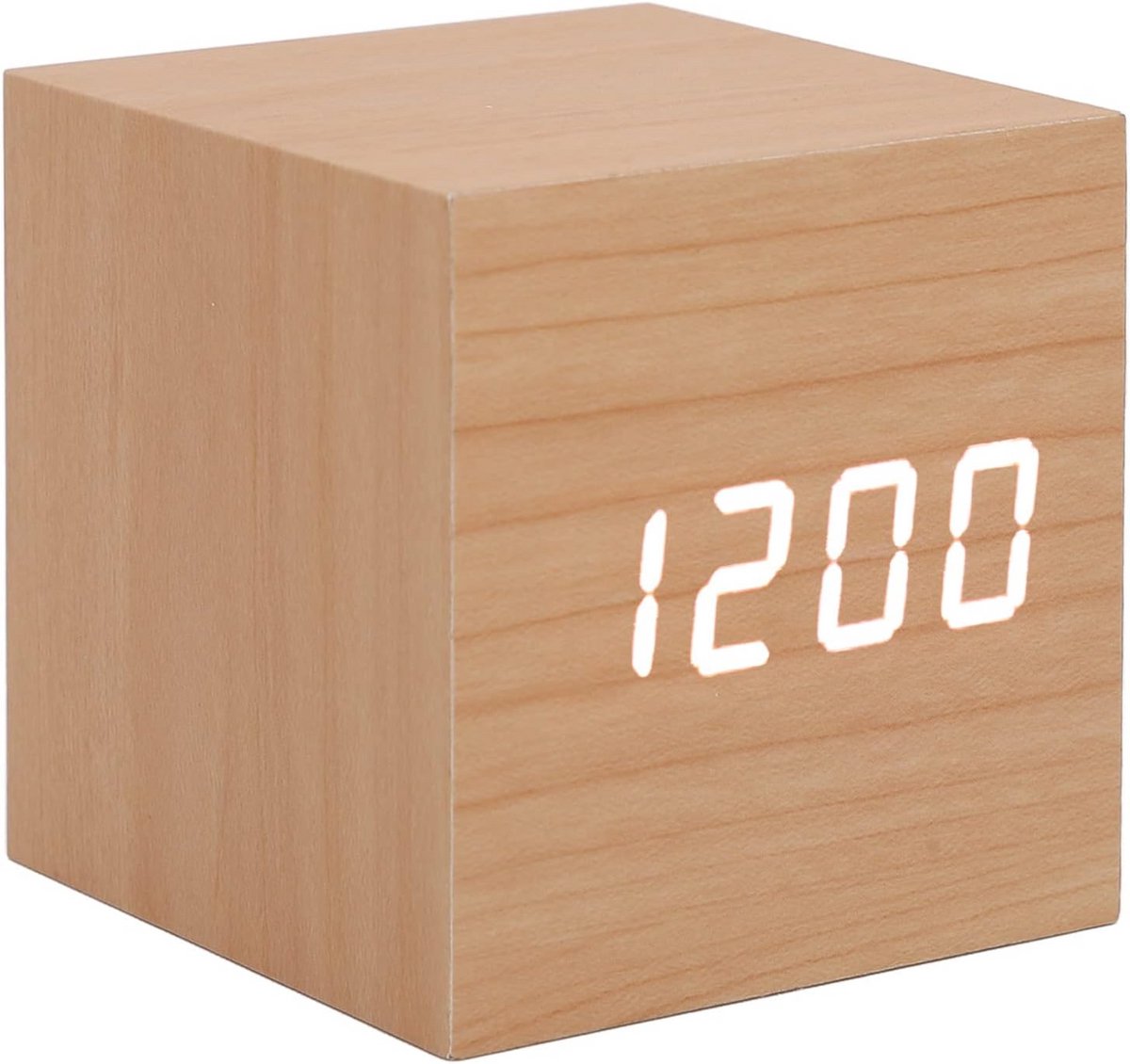 Digitale Wekker Hout met Tijd Datum en Temperatuur Groot Display Slim Nachtlamp