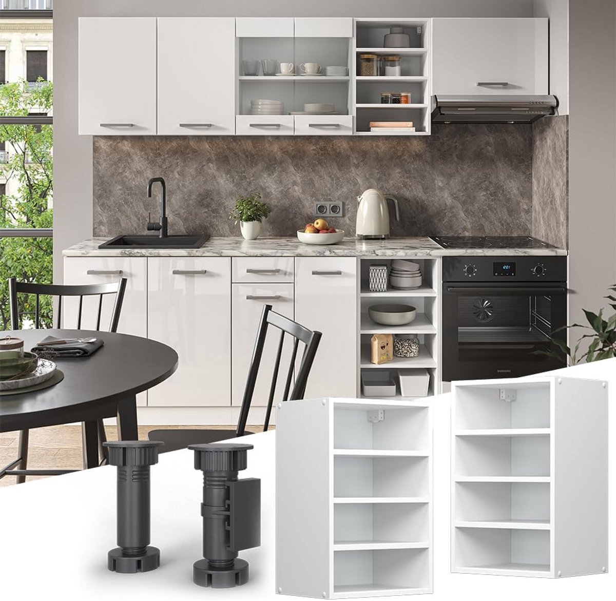 Wandkast Keuken 40 cm Wit - Modulair Opbergsysteem