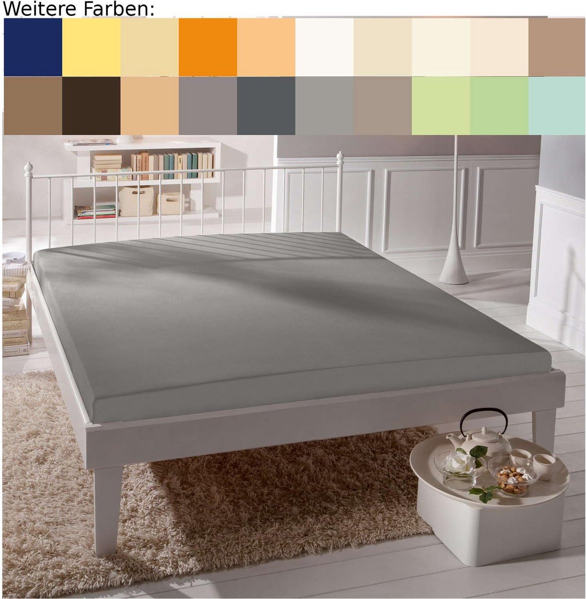 Hoeslaken Jersey Katoen 100x200 cm Platina Ademend en Kreukvrij