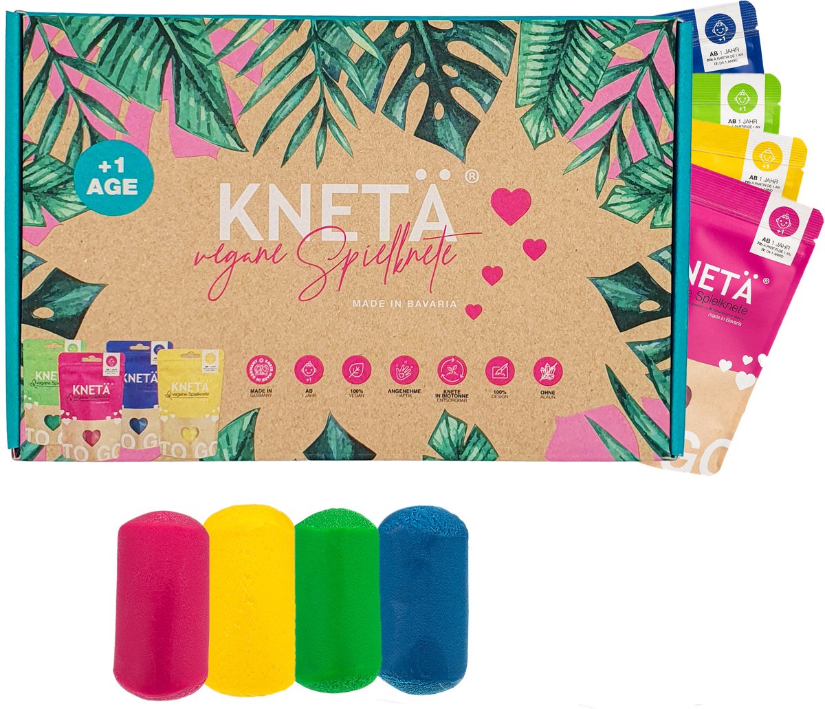 KNETA Vegan Speelklei - 4 Kleuren 100g