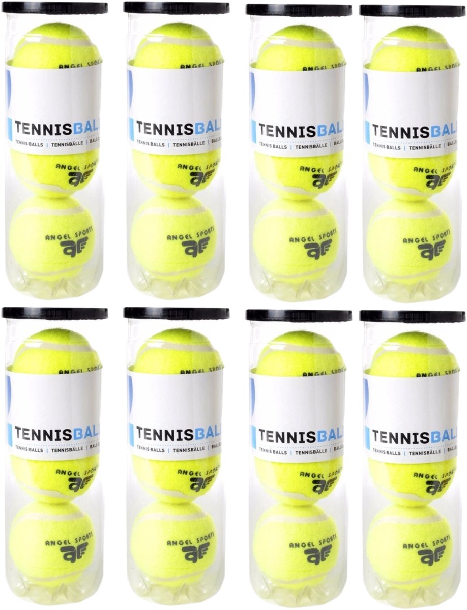 Engelhart Tennisballen - 24x stuks - in koker - Buitenspeelgoed - Tennissen - geel - sport