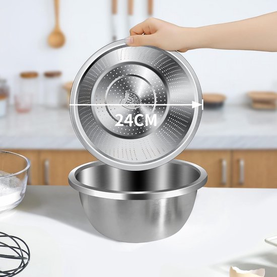 Set van 2 RVS Zeven 24 cm - Fijnmazig Vergiet voor Koken en Bakken — afbeelding 3