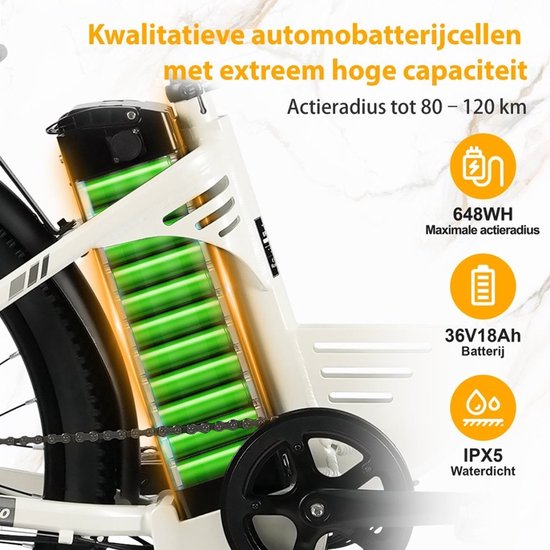 26-inch Elektrische Fiets - Motor 250W - 36 V 18 Ah accu - elektrische stadsfiets en e-Dutch bike met - Aluminium frame - maximaal bereik 120 km - Shimano 7 versnellingen - LCD-display -Waterdicht -Zwart van Merkloos — afbeelding 3