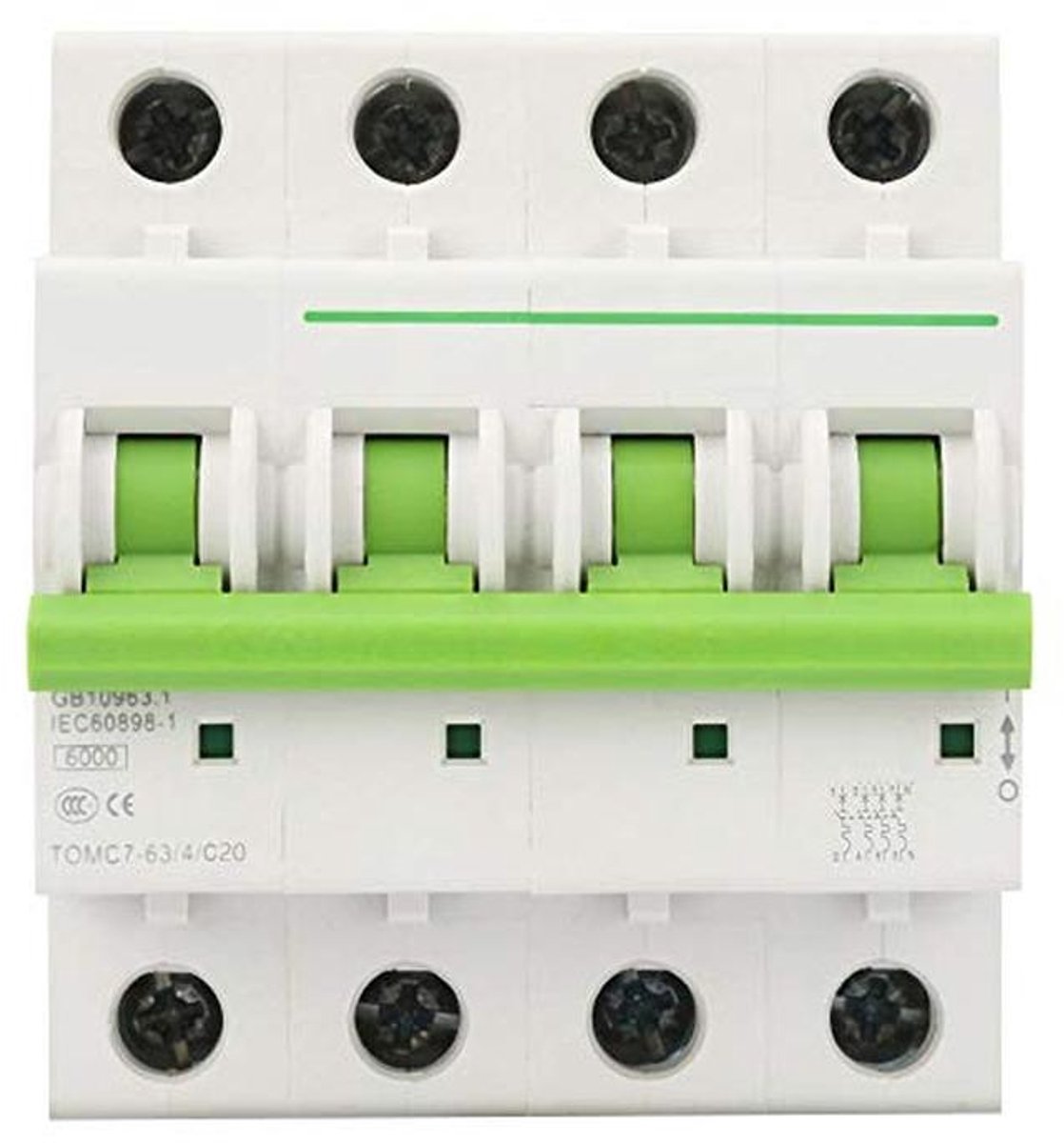 4-polige C-type miniatuurstroomonderbreker met 6KA beveiliging