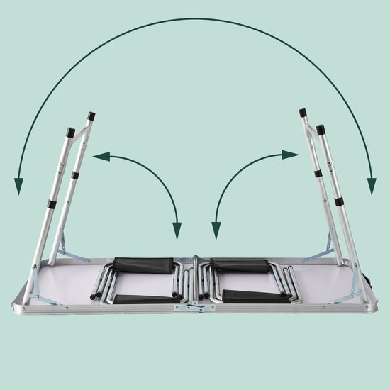 Campingtafel - met 4 stoeltjes - inklapbaar - verstelbaar - zwart — afbeelding 4