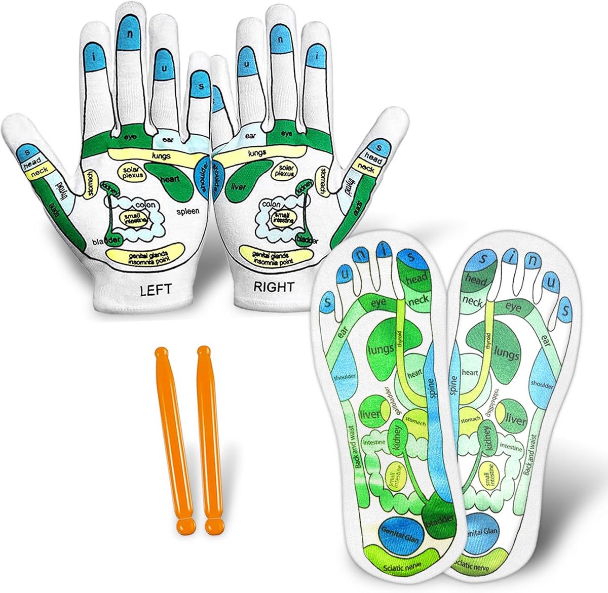 Acupressuur Massageset met Sokken en Handschoenen voor Voet- en Handmassage