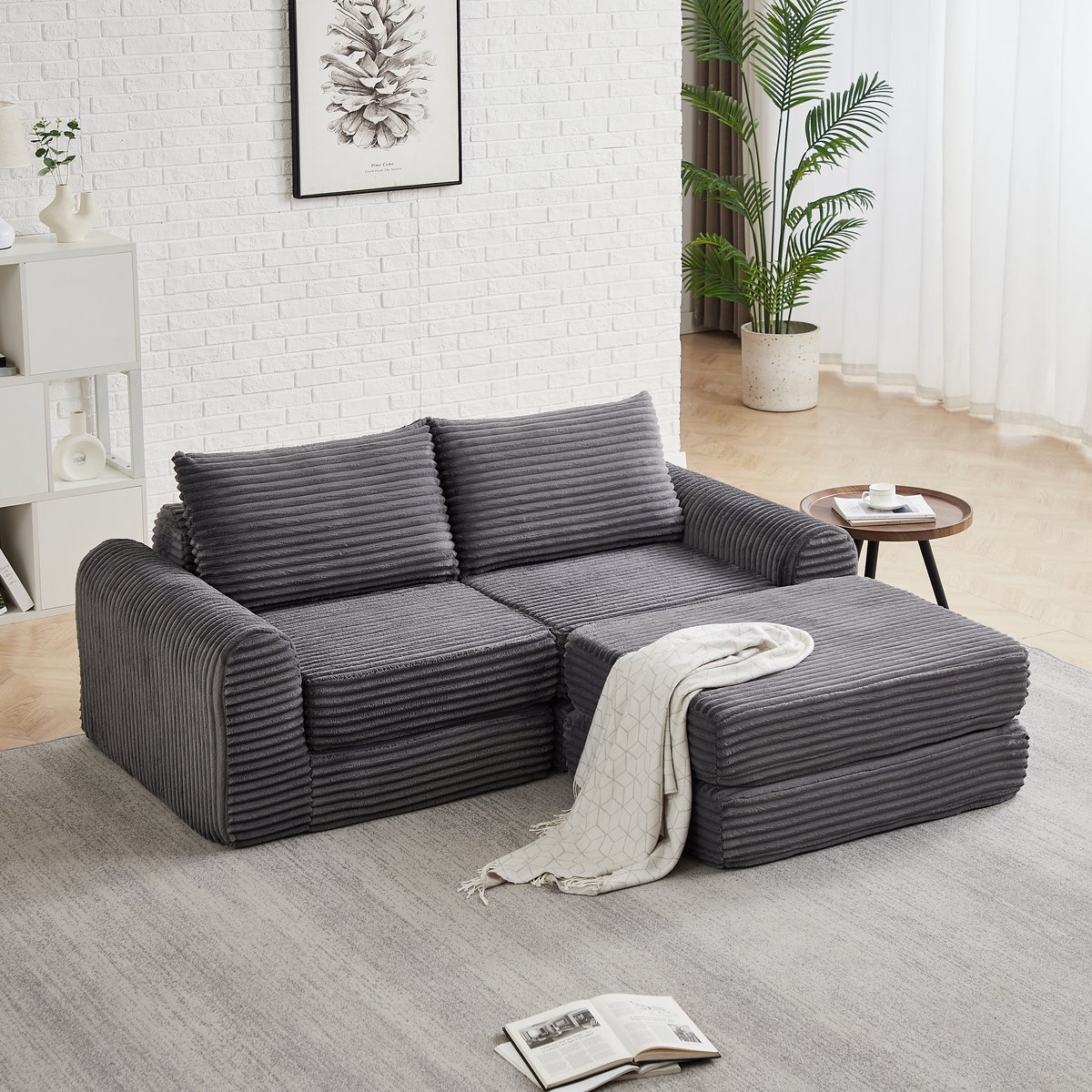 HAUSS SPOLE Slaapbank - Modulaire Bank Met Verplaatsbare Voetenbank - Als Bank En Bed - Vo