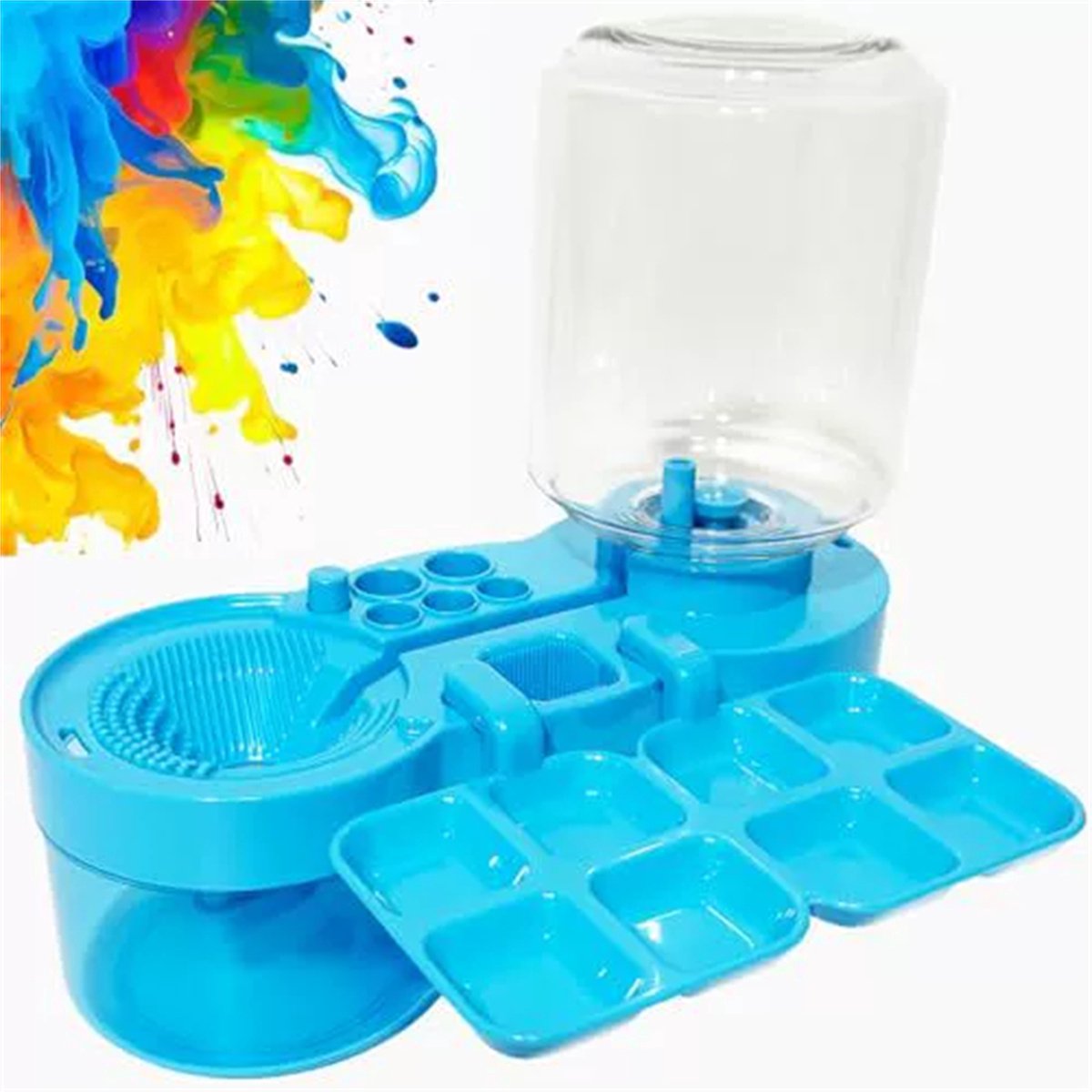 Ynkkvre -Kwastenreiniger-kwastenreiniger-acryl-verbeterde lekvrije-kunstbenodigdheden- multifunctionele-schoonmaakgereedschap-blauw transparant