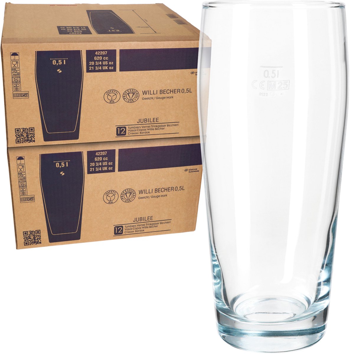 24-delige set bierglazen WILLIBECHER 0,5L geijkt van glas – 42207