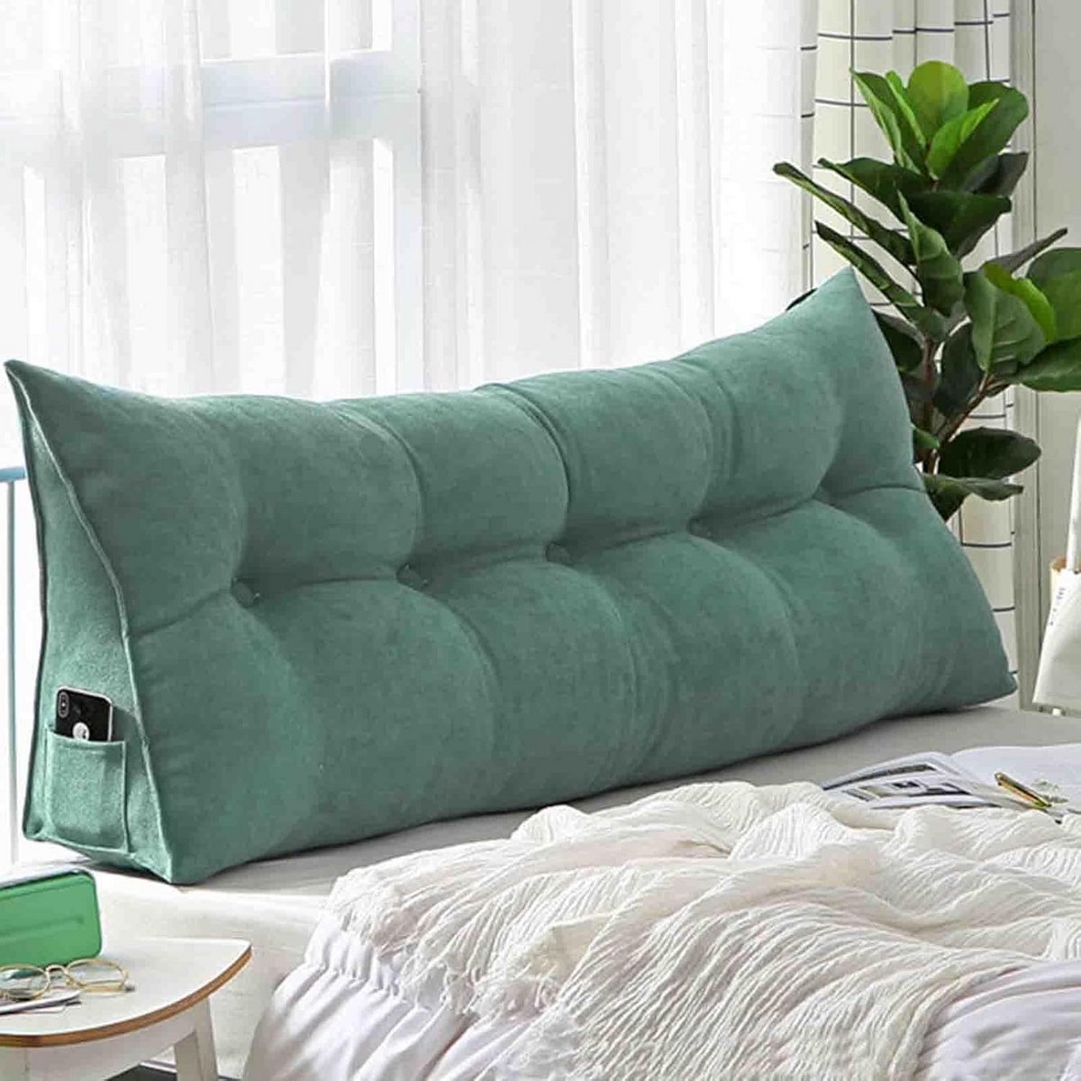 Ergonomisch Lees- en Rugkussen voor Bed met Lendesteun - Comfortabele Driehoekige Rugleuning
