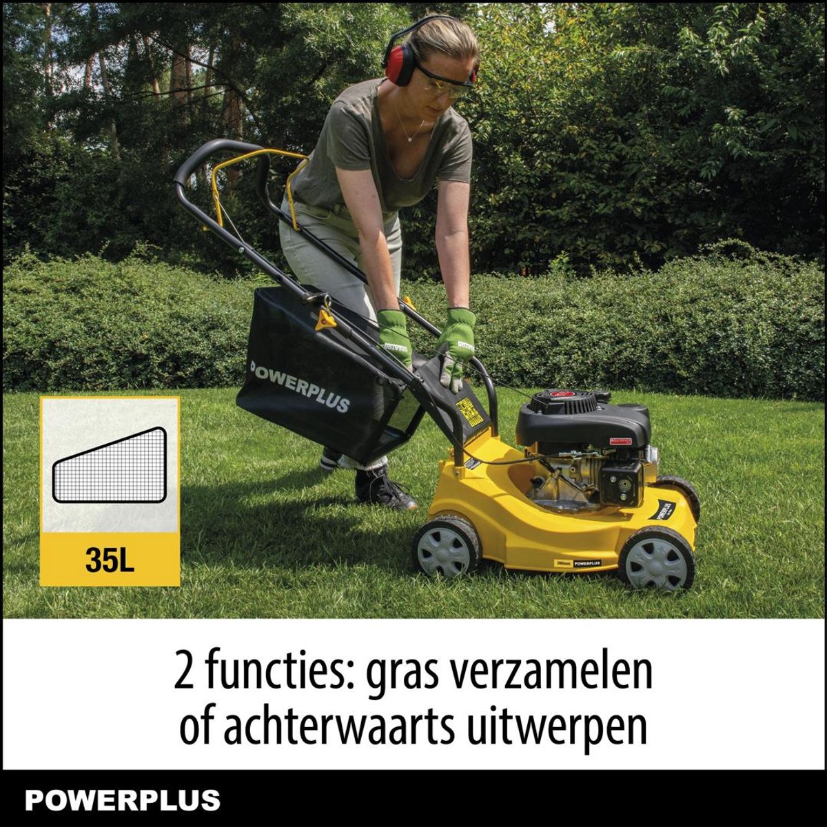 Powerplus benzine grasmaaier - 390 mm Ø en 132 cc, tuintoestel op benzine, met grasopvangsysteem en achteruitworp – foto 6