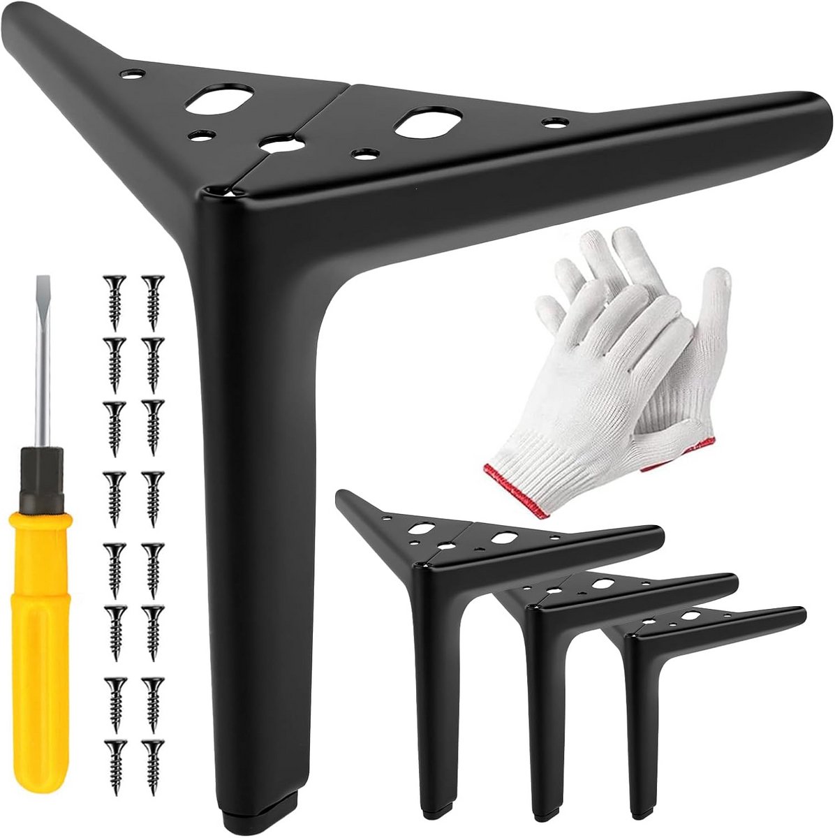 Set van 4 Meubelpoten Metaal Zwart - Stevige Poten voor Bank, Kast of Tafel (12 cm)