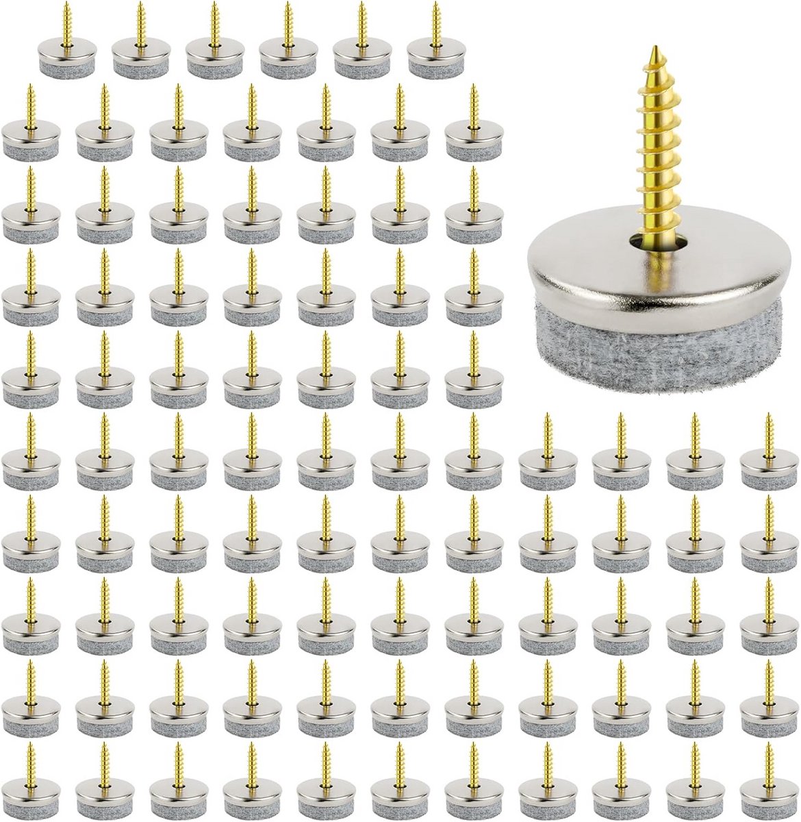 90x Ø20mm Viltdoppen met Schroef voor Stoelpoten - Vloerbeschermers voor Laminaat, Parket en Tegels