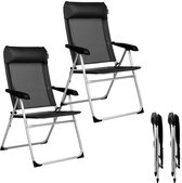 TRVLMORE Campingstoelen - Opvouwbaar - 2-Pack - 110KG Draagvermogen - Verstelbaar - Klapstoel - Visstoel - Kampeerstoel - Vouwstoel - Zwart