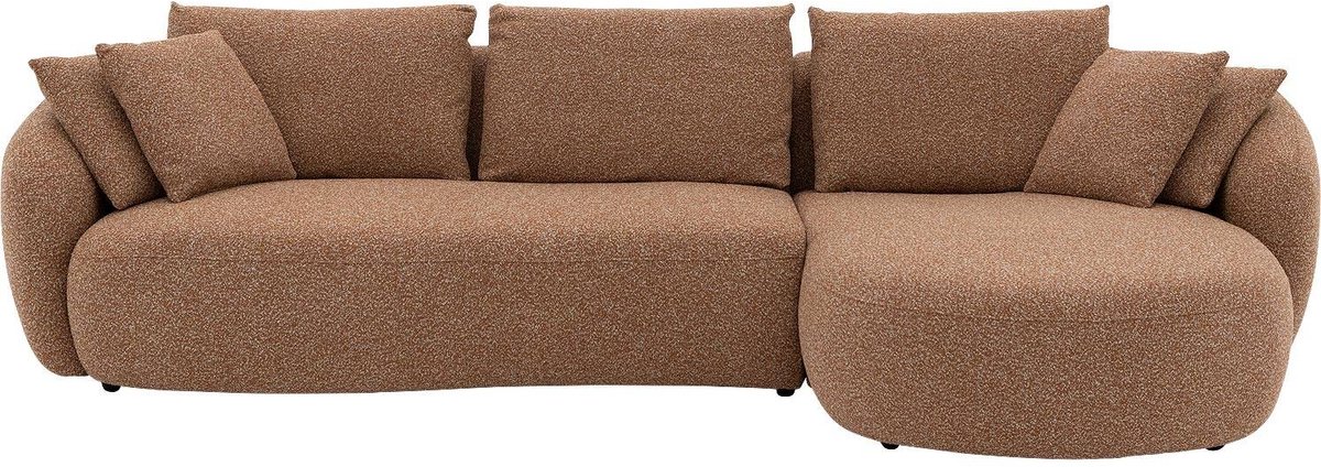 Goossens Ava Hoekbank - Stof - Rood - 334 x 83 x 175 cm - Rechts