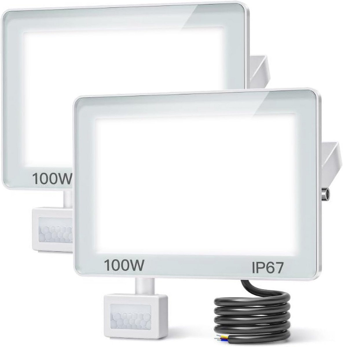 Krachtige LED Buitenlamp met Bewegingssensor 2 stuks 100W 10000lm Koudwit IP67