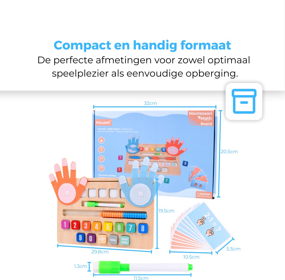 Mauzek® Dubbelzijdig Rekenbord - Montessori speelgoed - Rekenen - Houten speelgoed - Schrijven - Getallen - Cijfers leren - Educatief speelgoed -Sensorisch speelgoed - Peuter speelgoed - Jongens - Meisjes - Kind - 3 jaar - 4 jaar - 5 jaar - 6 jaar — afbeelding 5