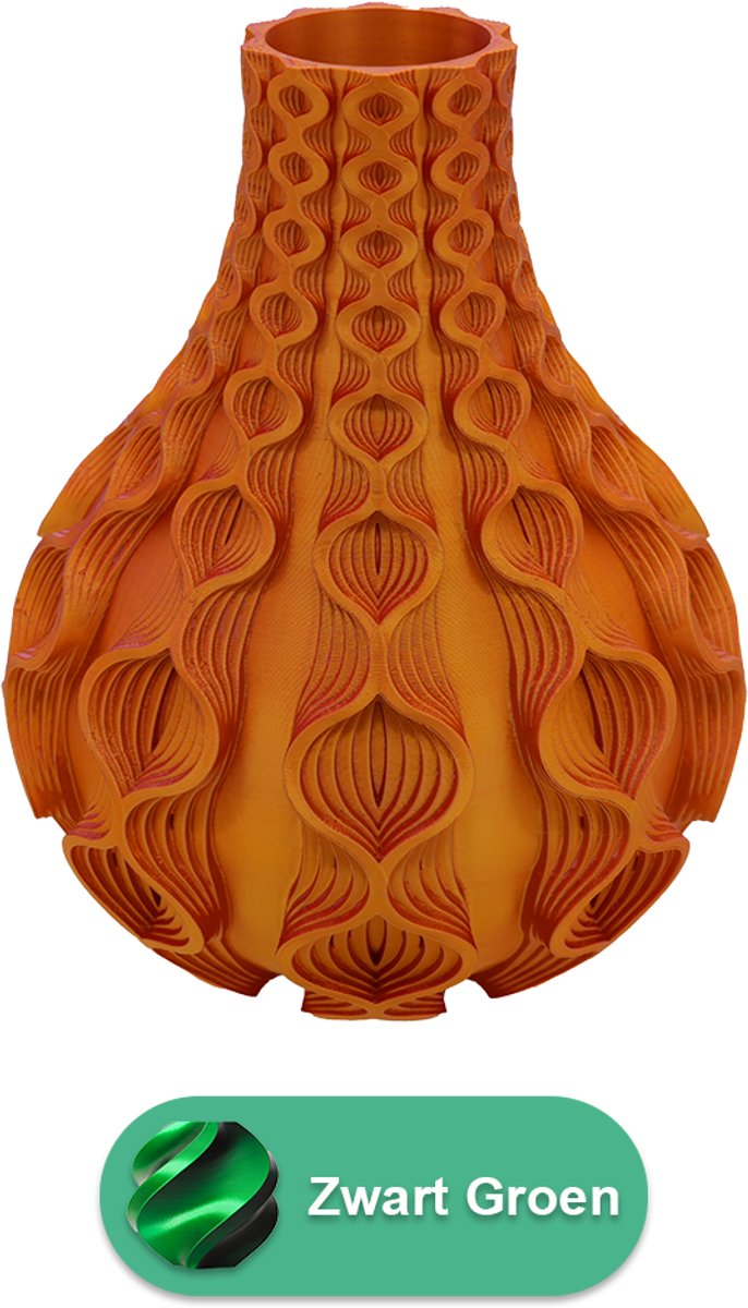 Lovora Coral organische vaas – Decoratieve vaas - Zwart / Groen - 3d geprinte vaas – geschikt voor droogbloemen - 25CM