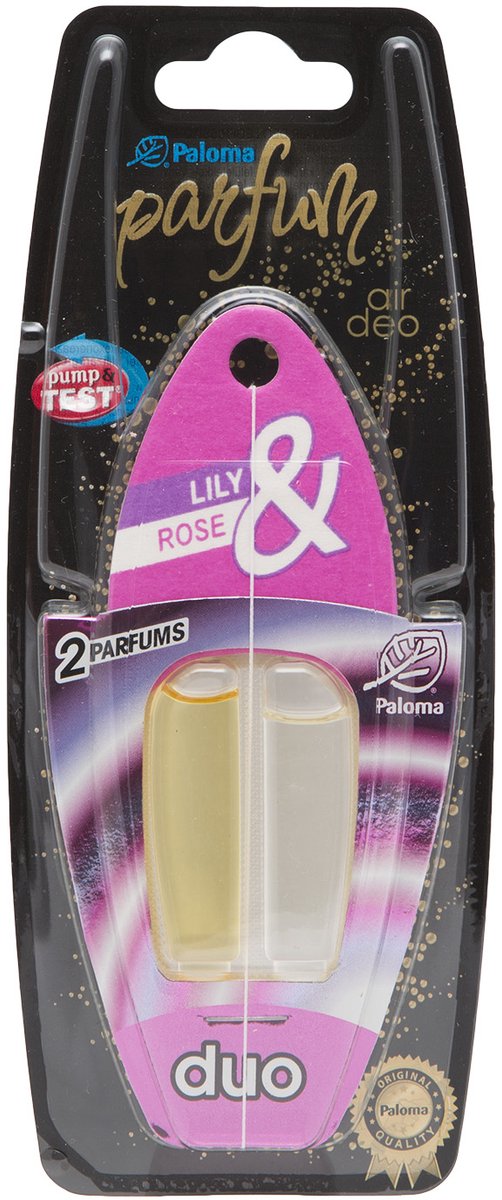 Auto Luchtverfrisser Duo – Roos & Lelie Geur – 2 x 3 ml Parfum – Werkt tot 6 Weken – Langdurige Geurverspreiding voor Auto Interieur [P07804]