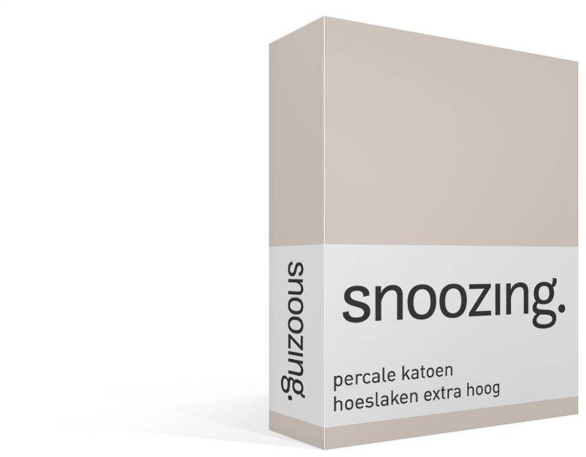 Snoozing percale katoen hoeslaken extra hoog - 120x200 cm - Tweepersoons - Zand