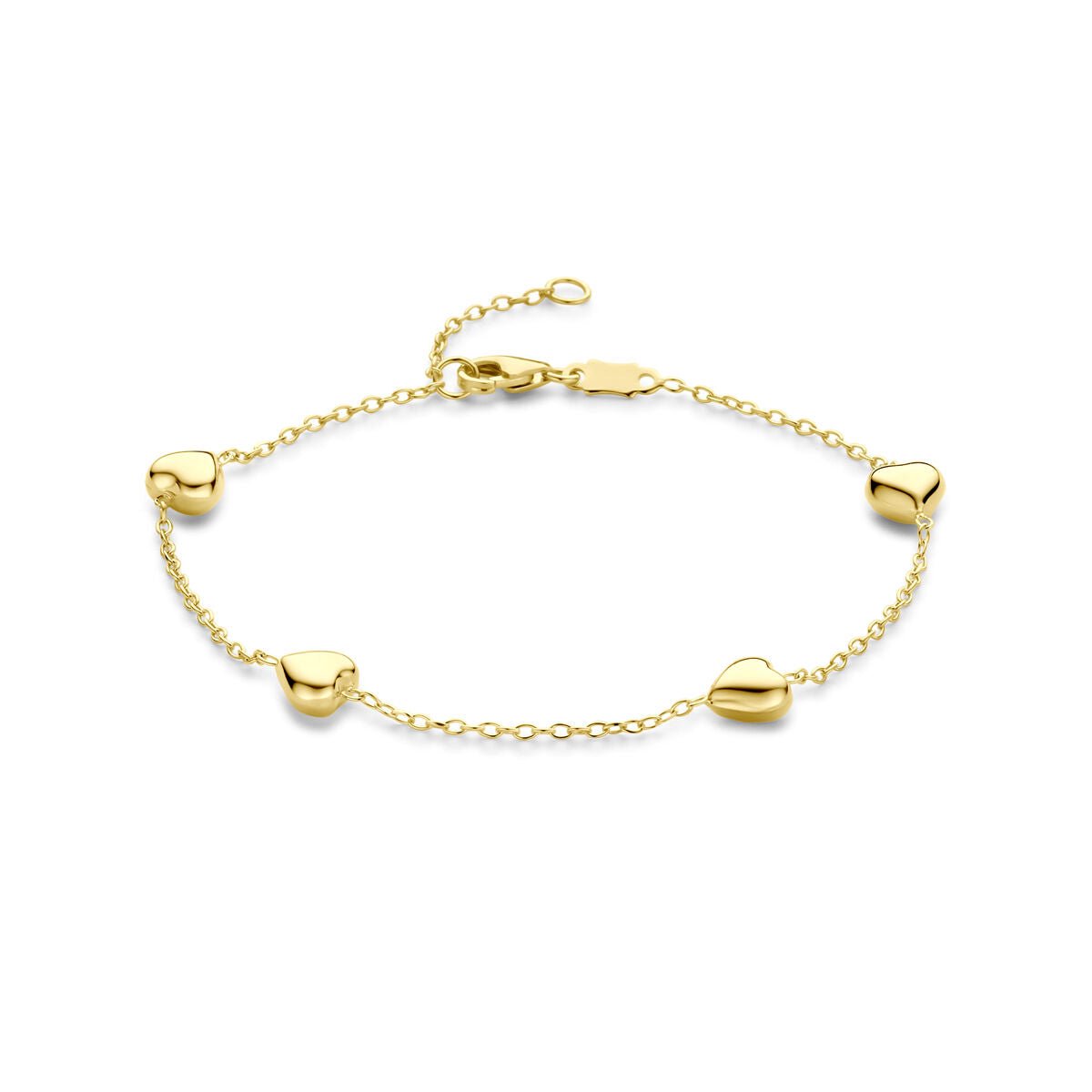 14K geelgouden armband hartjes 16 - 18 cm - 4034694