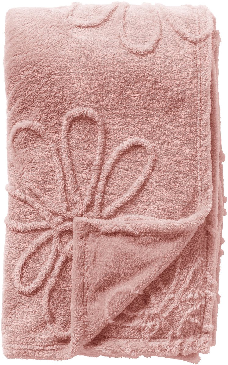 Dutch Decor BLENDA - plaid 150x200 cm - bloemenreliëf - Rose Tan - roze Lichtroze