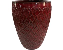Grote buitenpot PHENIX 32x40cm keizerlijk rood, handgemaakt van geglazuurd terracotta, vorstbestendig