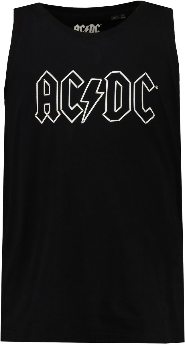 JP 1880 - Heren - Tanktop ACDC mouwloos Bandshirts ronde hals t/m (XL - Zwart - Maat 5XL
