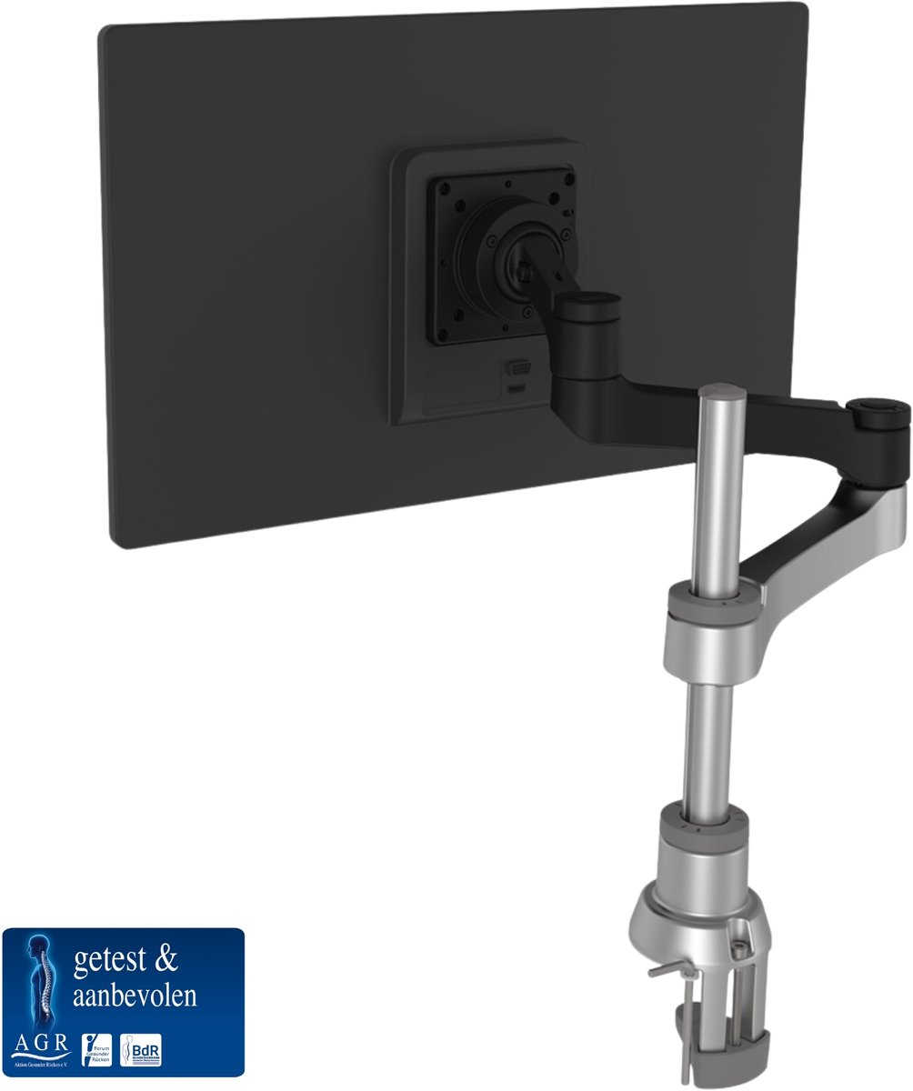 R-Go Zepher - Enkele Monitor Arm - 1 Scherm - Verstelbaar - VESA 75/100 - tot 8 kg / 32 Inch - Monitor Beugel - Zwart/Zilver