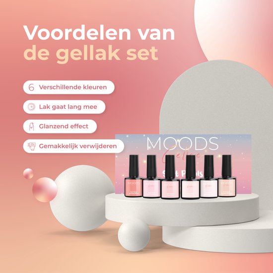 Moods Gellac 6-delige Set - Gellak Starterspakket - Gel Nagellak - 8ML - Soft Petals - Gellac - Nagels - Chique Kleuren - HEMA- & TPO-vrij