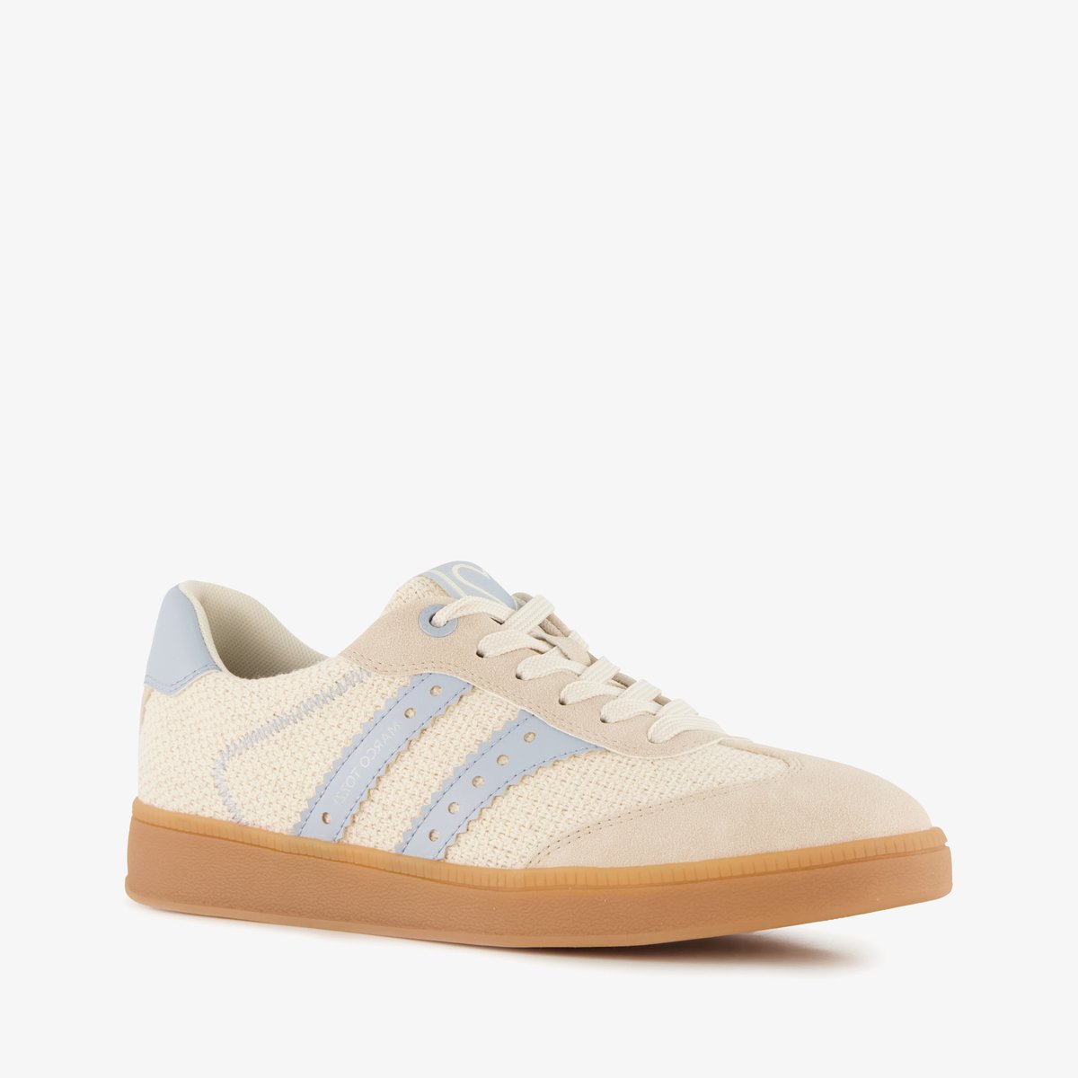 Marco Tozzi dames sneakers beige blauw - Maat 42 - Uitneembare zool