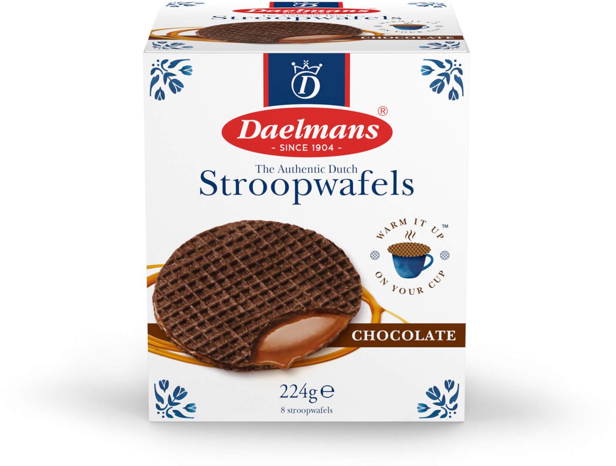 Daelmans Chocolade Stroopwafels in Cube – 64 Stroopwafels (8x8) – 1.800 g