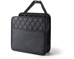 Opbergtas voor de achterkant van de autostoel - Gemaakt van PU-leer - Opbergtas voor aan de achterbank - Multifunctionele opbergbox - Autoprullenbak - 20 cm × 20 cm × 8 cm