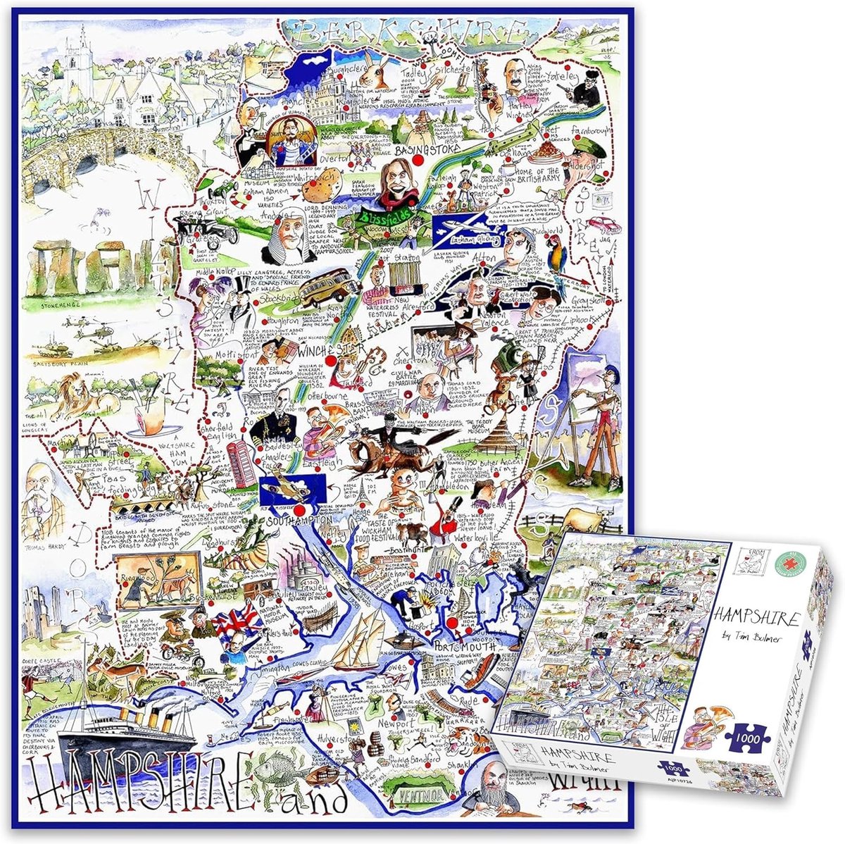 Humoristische Legpuzzel 1000 Stukken - Grappige Kaart van Hampshire
