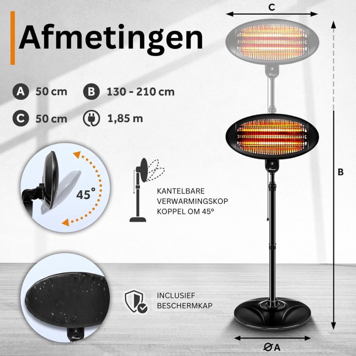 NBAP® Terrasverwarmers Elektrisch - Heater - Radiator - 2000W - Zwart – foto 7