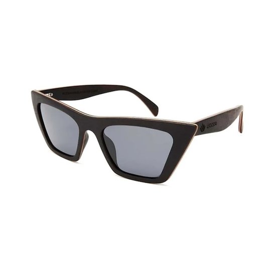 Wooda® Houten Zonnebril Cateye - Bruin Houtaccent - Gepolariseerd - Wooda Cami Gris van Merkloos — afbeelding 2