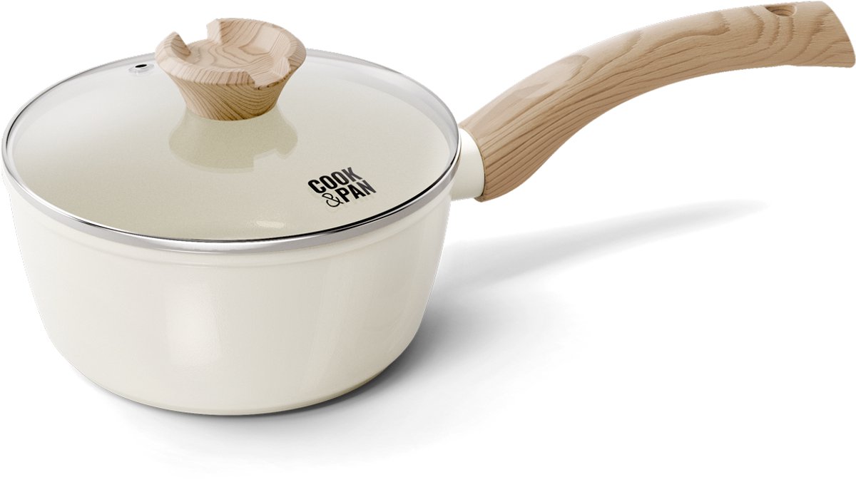 By C&P - Go Ivory Steelpan 18 cm met glazen deksel