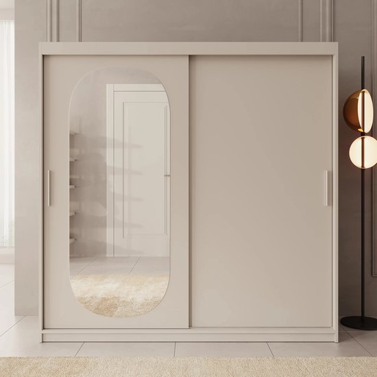 Meubles - Armoire Bodhi - Beige - 200 cm - Avec miroir